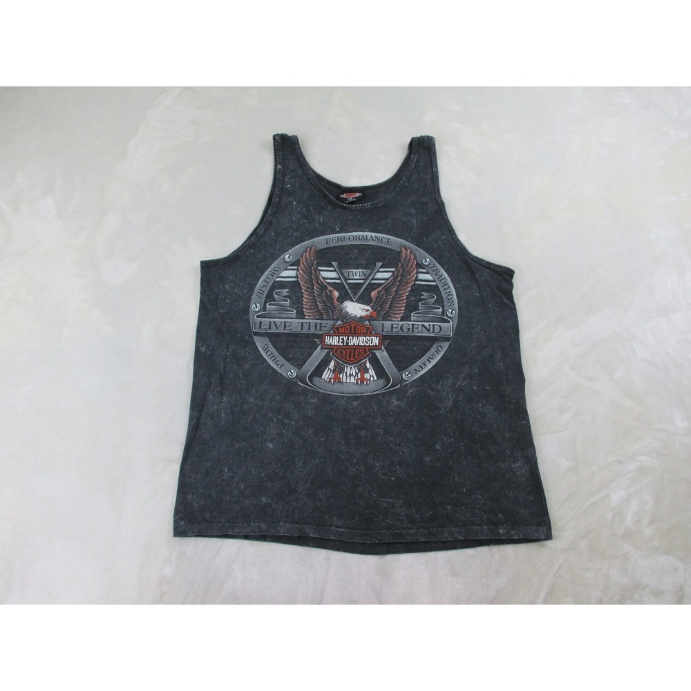 Harley Davidson Shirt Mens Large Gray Tank Top Live The Legend Motorcycle Rider*